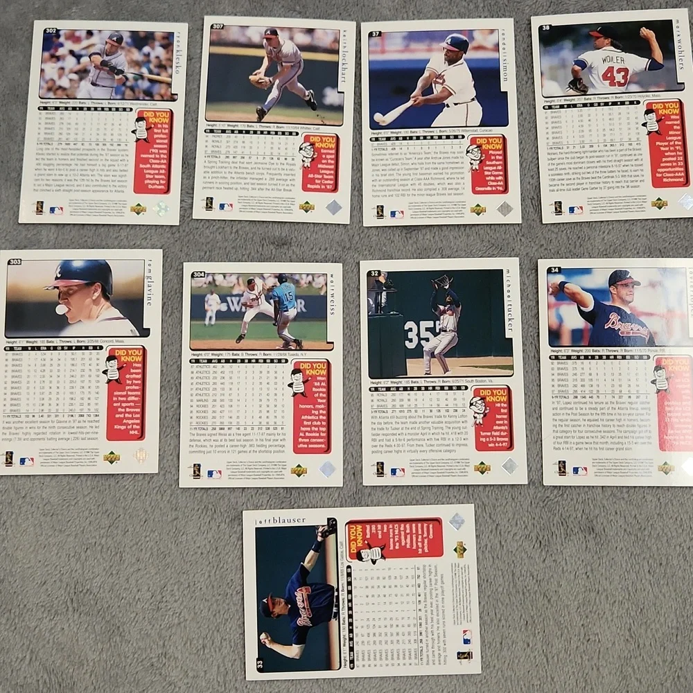 Vintage 1998 Upper Deck Atlanta Braves Baseball Cards